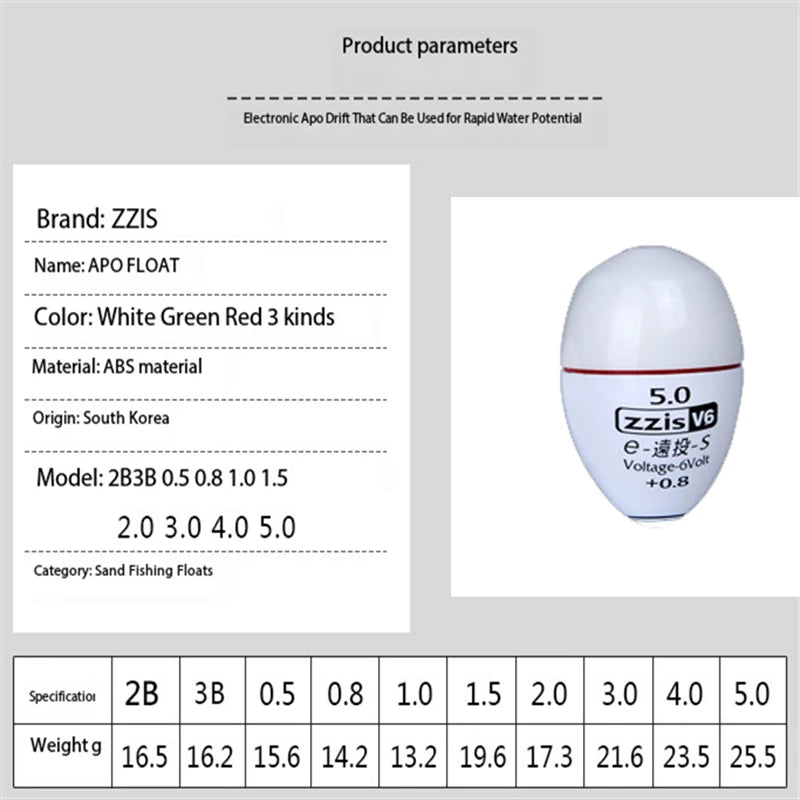 1 Set of ZZIS-V6 Zhongtong anti Collision Jidiao Apo Electronic Night Light Float anti Collision Long Throw Wave Float Fishing