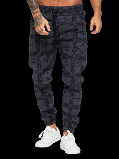 3D Checkered Digital Print Casual Pants