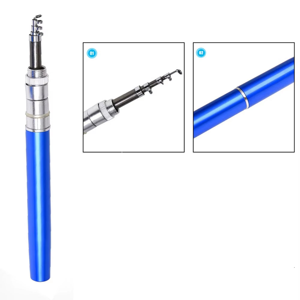 1M-1.6M Pen Style Pocket Fishing Rod Compact Telescopic Pole Lightweight Aluminum Alloy Portable Outdoor Use Fishing Gear
