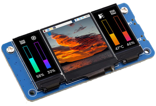 waveshare Triple LCD HAT for Raspberry Pi Onboard 1.3inch IPS LCD 240×240 Resolution Main Screen and Dual 0.96inch IPS 160×80 Resolution LCD Secondary Screens SPI Interface