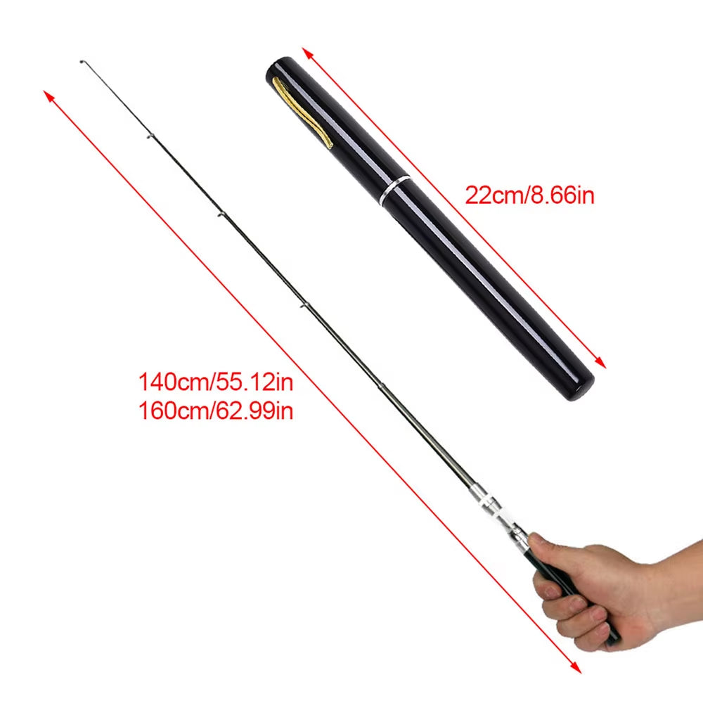 1M-1.6M Pen Style Pocket Fishing Rod Compact Telescopic Pole Lightweight Aluminum Alloy Portable Outdoor Use Fishing Gear