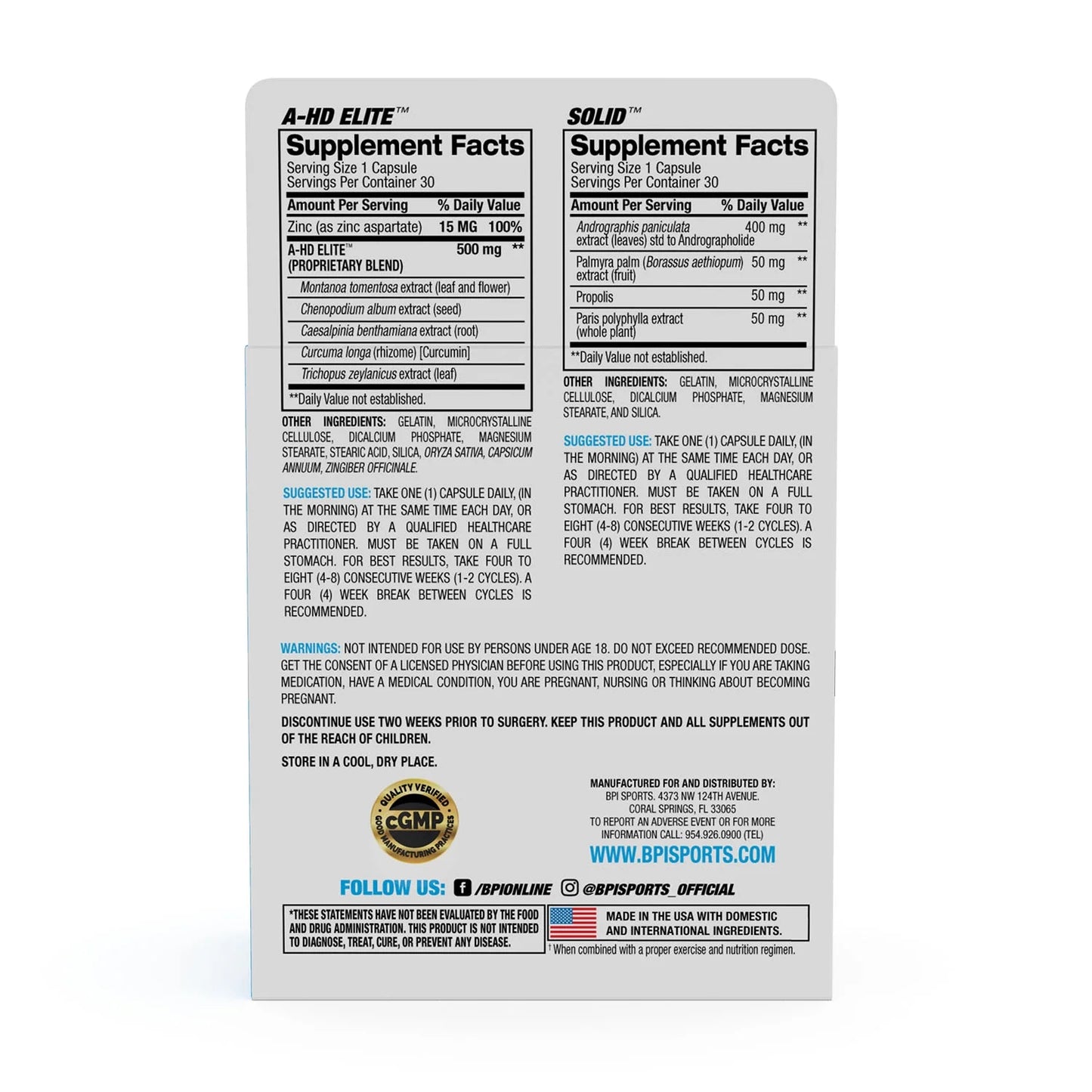 A-HD Elite/Solid Anabolic Testosterone Support Formula, 60 Caps