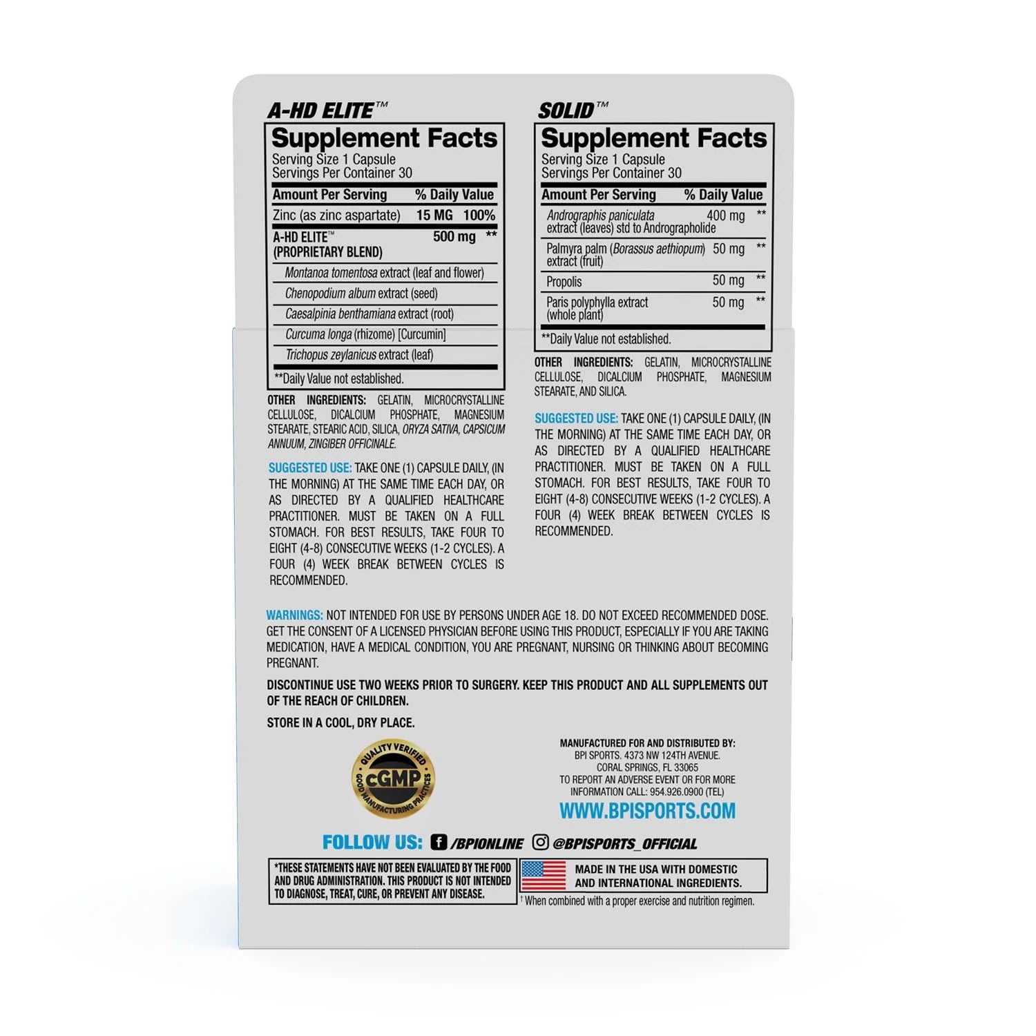 A-HD Elite/Solid Anabolic Testosterone Support Formula, 60 Caps