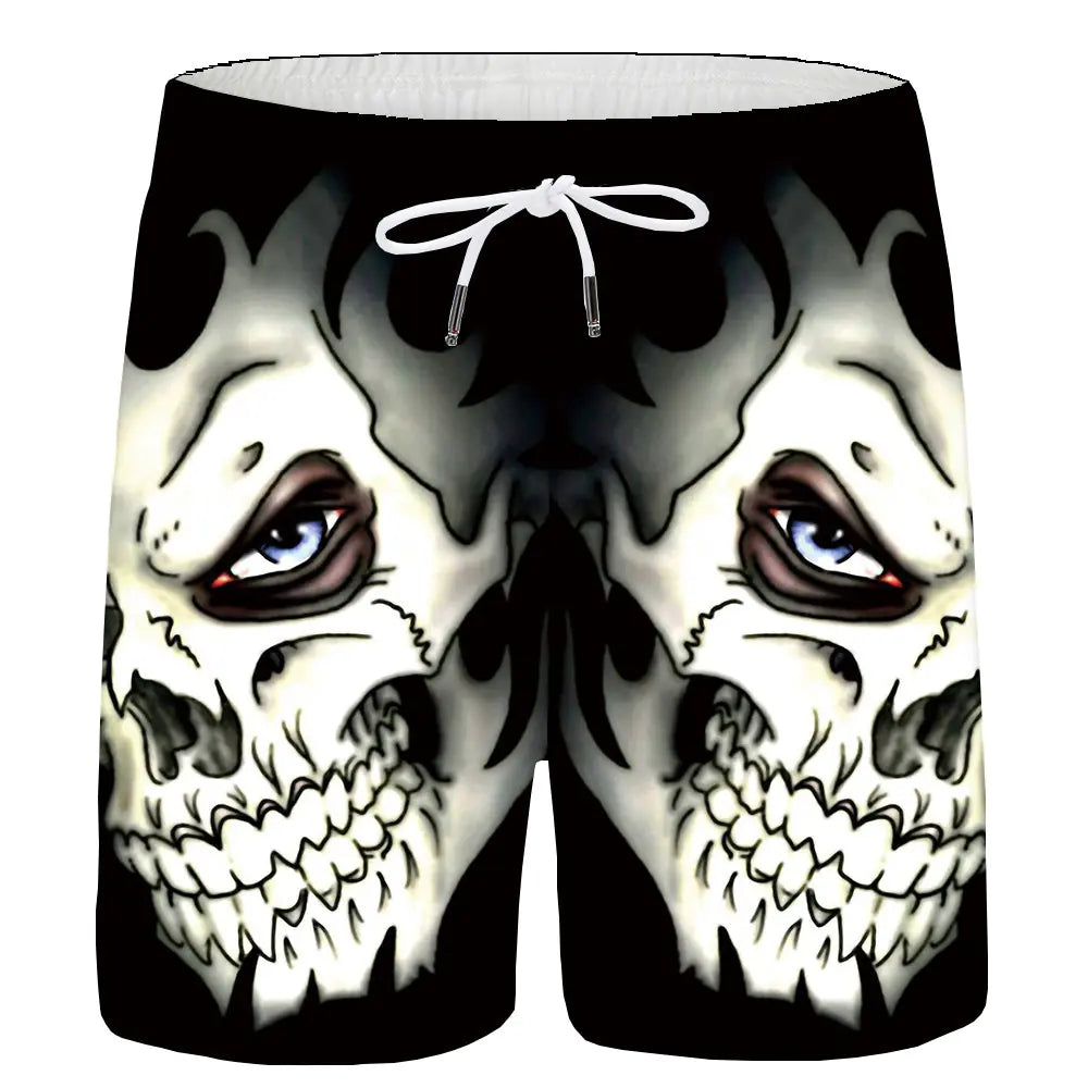 3D Digital Print Skull Shorts for Men