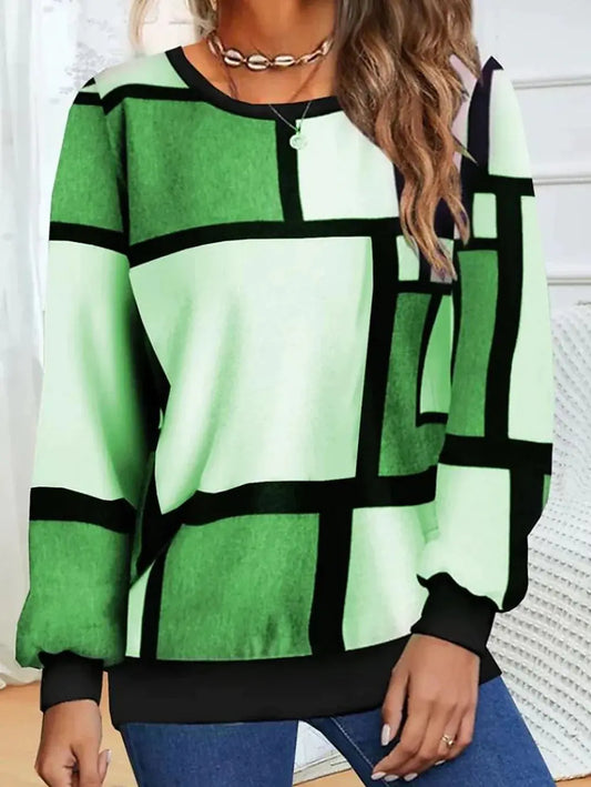 Casual 3D Printed Geometric Long Sleeve Sweater
