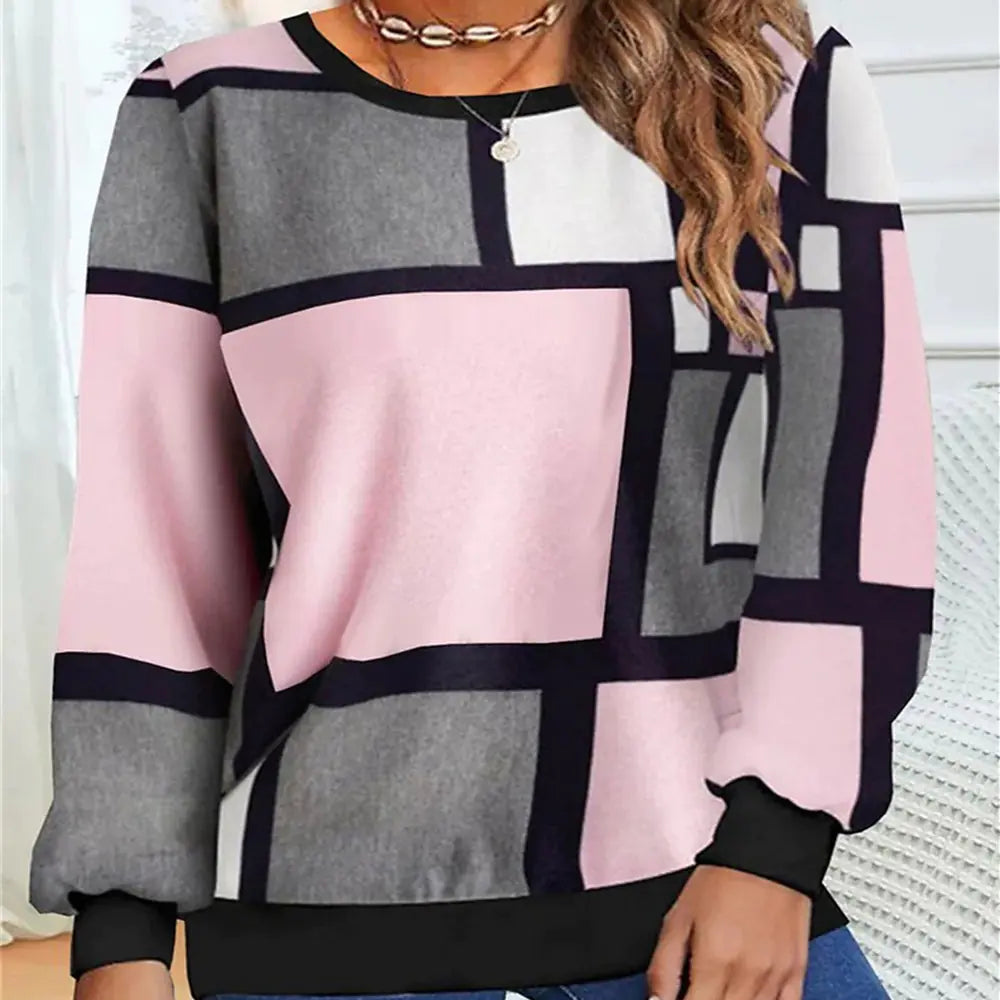Casual 3D Printed Geometric Long Sleeve Sweater