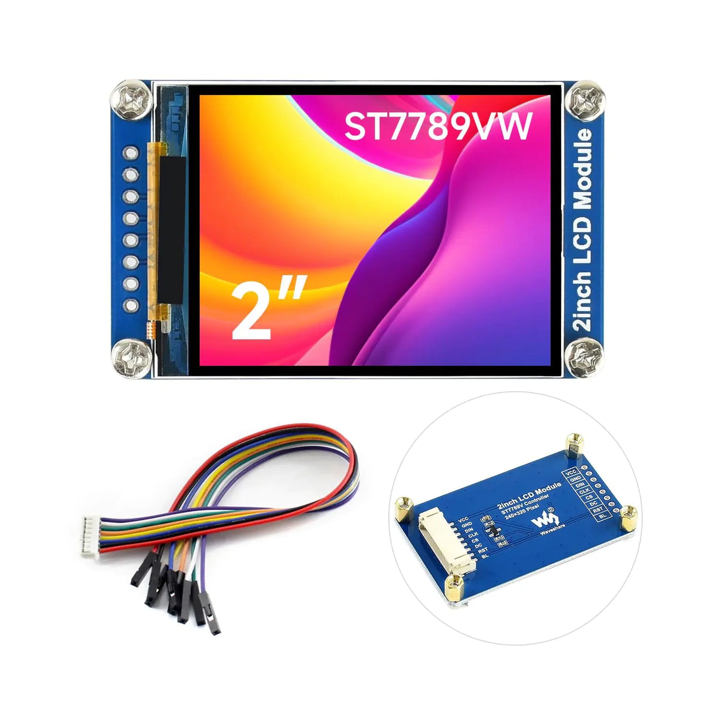 waveshare 2inch LCD Display Module Compatible with Raspberry Pi/Pi zero/Arduino/Esp32 with ST7789 Driver 262K Color IPS Screen 240×320 Resolution SPI Interface
