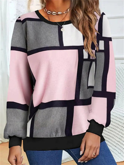 Casual 3D Printed Geometric Long Sleeve Sweater