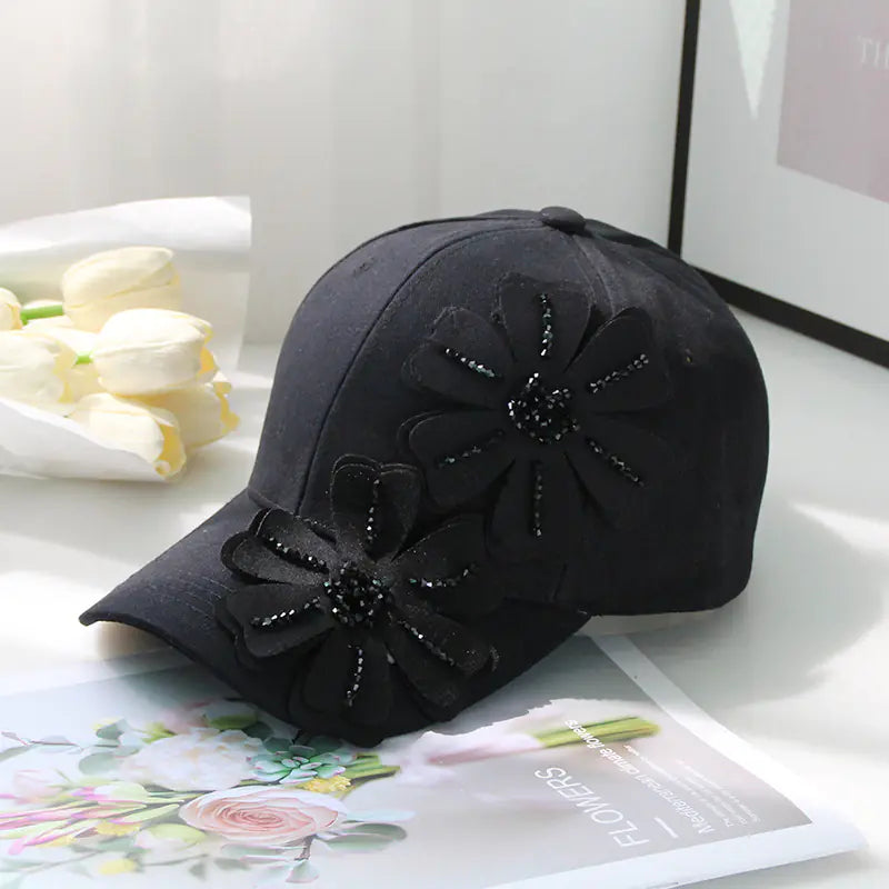 Women's 3D Crystal Flower Fashion Baseball Hat