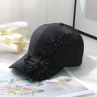 Women's 3D Crystal Flower Fashion Baseball Hat