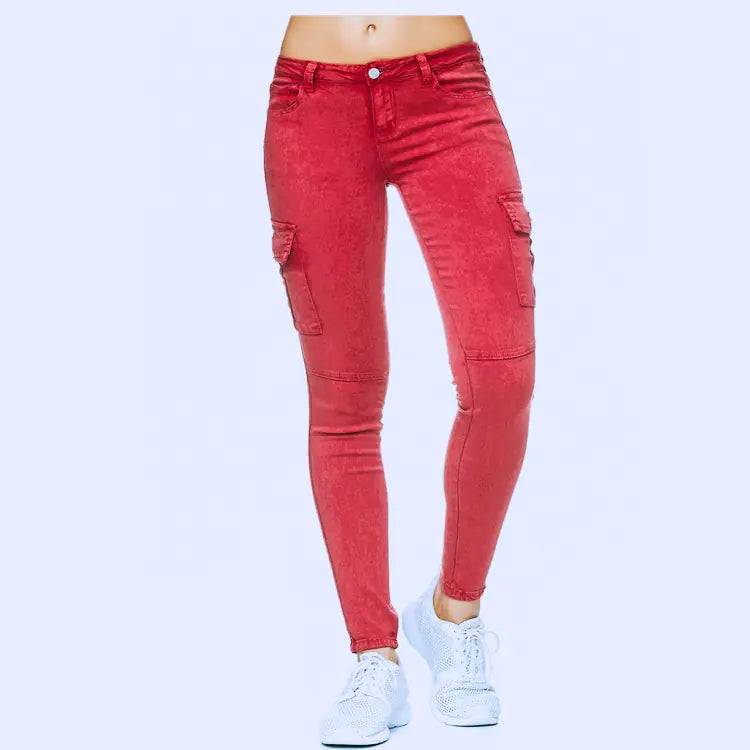 Women's Skinny Pants with 3D Side Pockets