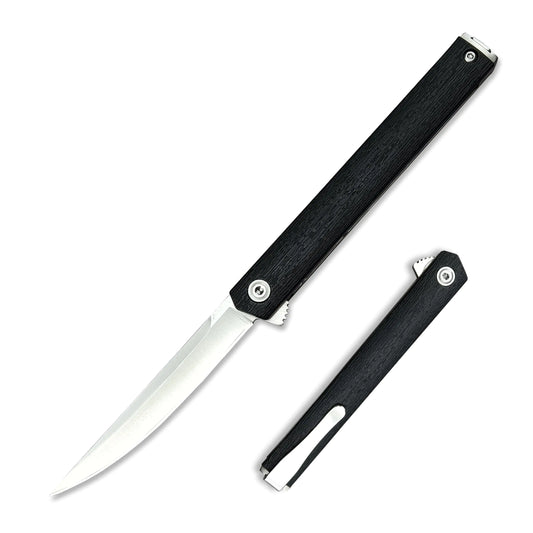 7.76in CEO Flipper Pocket Folding Knife Liner Lock Knife Gentlemans Knife with Pocket Clip 8Cr13Mov Steel Blade and Nylon Glass Fibre Handle，Camping EDC for Men(silver blade)
