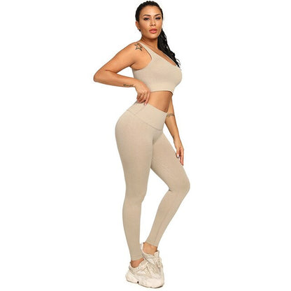 Ribbing Seamless Yoga Sets Fitness Sports Set Tank Crop Top Pants Tracksuit For Women Push Up Work Out Gym  Sportswear Outfits