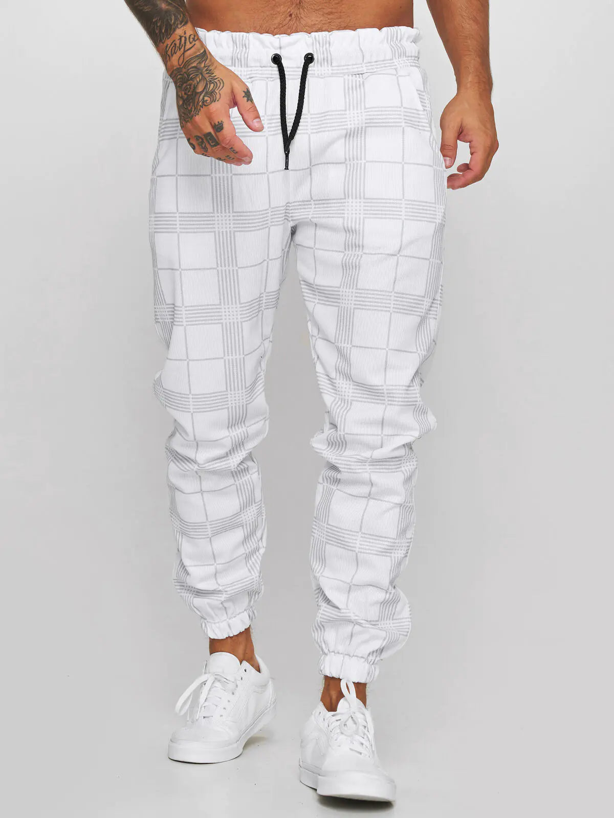 3D Checkered Digital Print Casual Pants