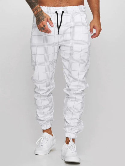 3D Checkered Digital Print Casual Pants
