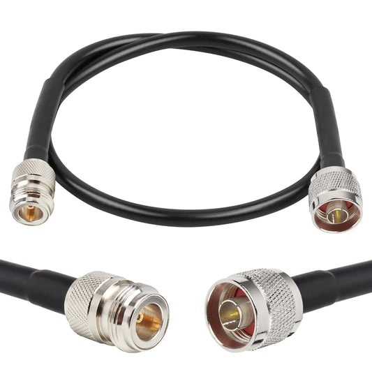 XRDS -RF N Male to N Female Cable 50 Ohm KMR240 N Male to N Female Cable - 2FT Low Loss Coaxial Extension for WiFi RF Radio Microwave and Antenna Systems