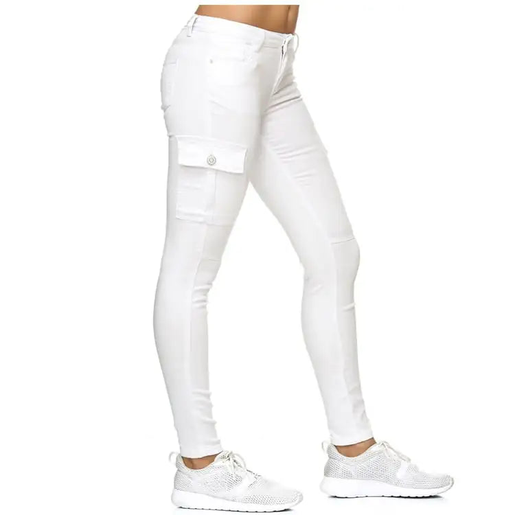 Women's Skinny Pants with 3D Side Pockets