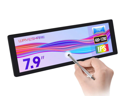 waveshare 7.9inch IPS Display 400×1280 Pixel Compatible with Raspberry Pi 5/4B/3B+/3A+/2B/B+/A+/Zero/Zero W/WH/Zero 2W CM3+/4HDMI Interface Hi-Fi Speaker Metal Case with Touch Function