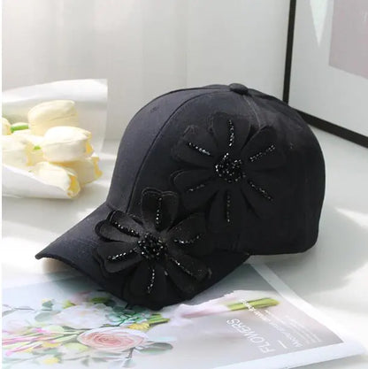 Women's 3D Crystal Flower Fashion Baseball Hat
